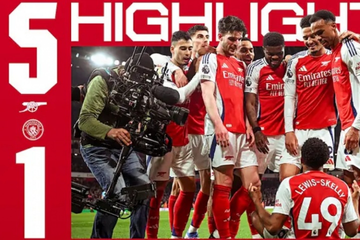 酣畅淋漓！上赛季英超，哈弗茨传射赖斯2助，阿森纳5-1大胜曼城