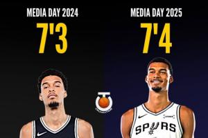 还在发育长高🤣文班亚马目前身高近2米24 比去年同期高约3厘米